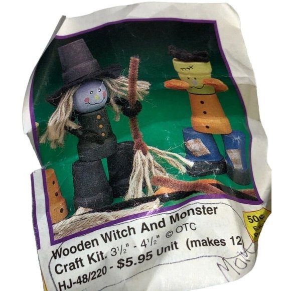 Halloween Wooden Witch and Monster Craft Pieces- Easy Craft Project - Picture 1 of 8